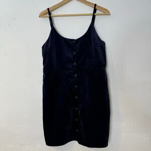 Urban Outfitters Cooperative Navy Velvet Corduroy Button Down Mini Dress M